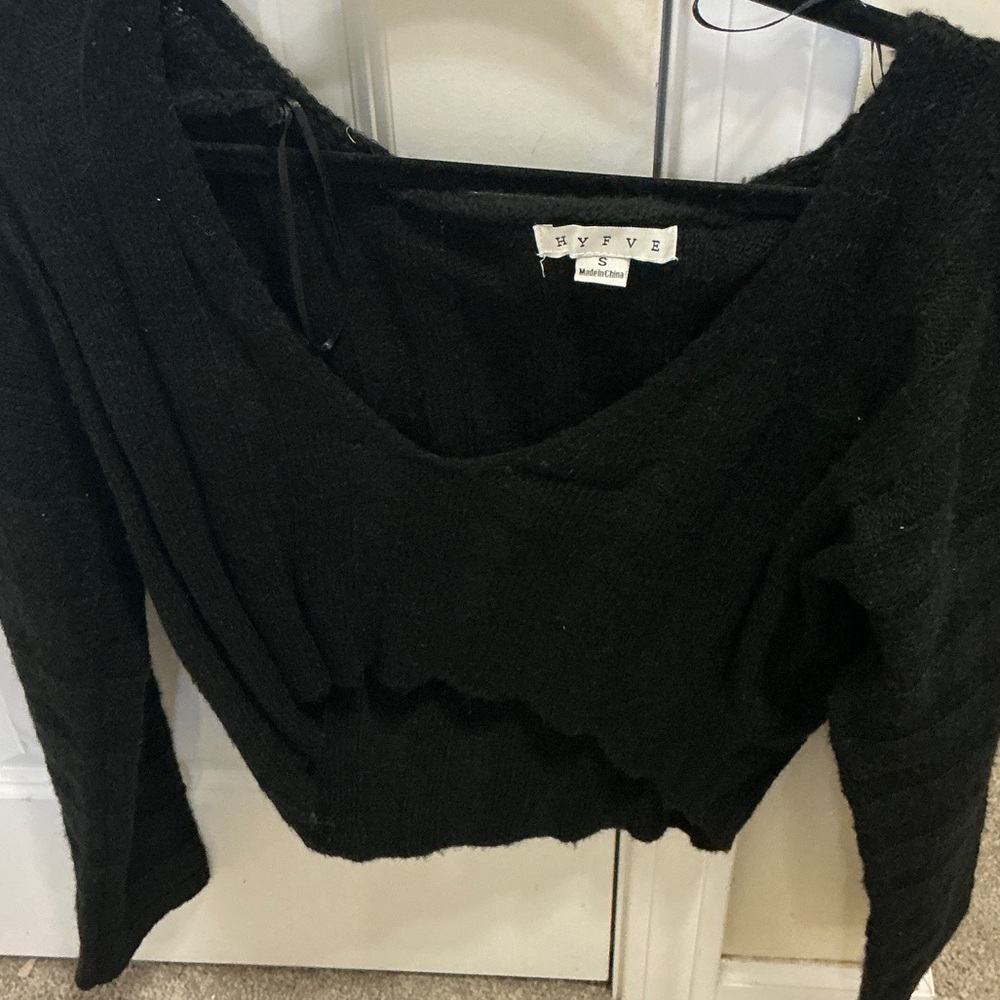 HYFVE Women's Elegant Black V-Neck Sweater